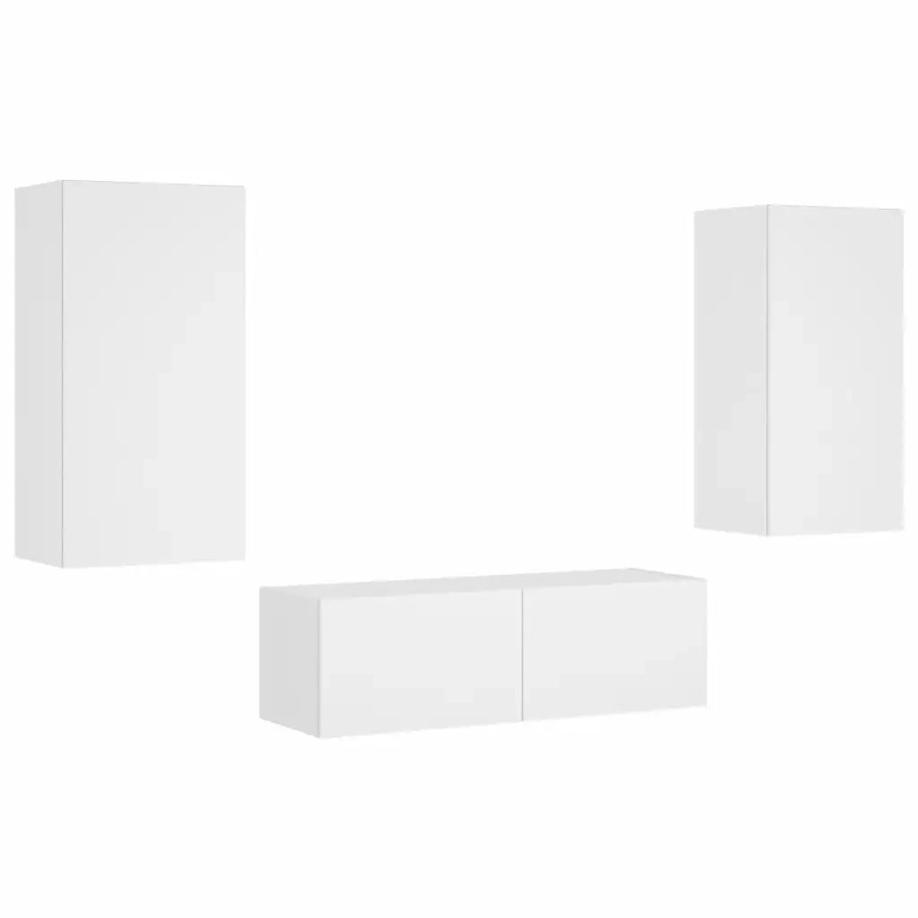 Mobili TV a Muro 3pz con Luci LED Bianchi