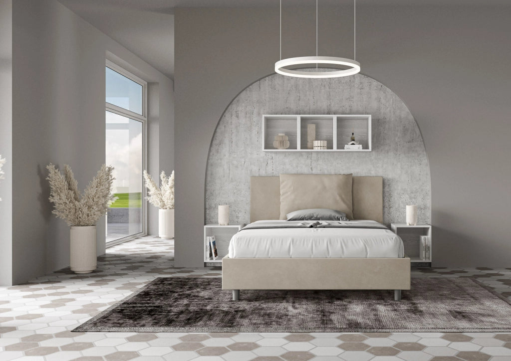 Letto Matrimoniale Extra Large 190x210 cm con Rete Antea Sabbia