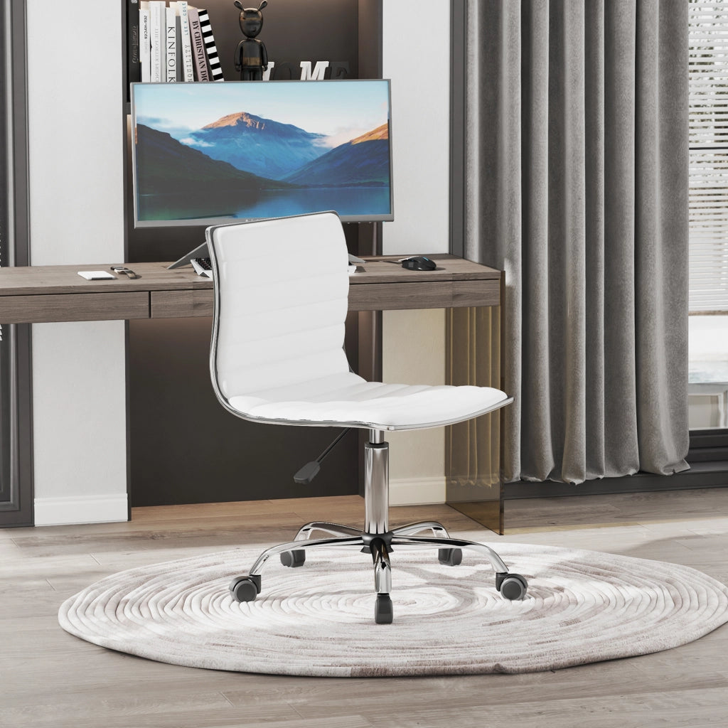 SEDIA SALONE REGOLABILE 48x52x78-90 cm Pelle Bianca