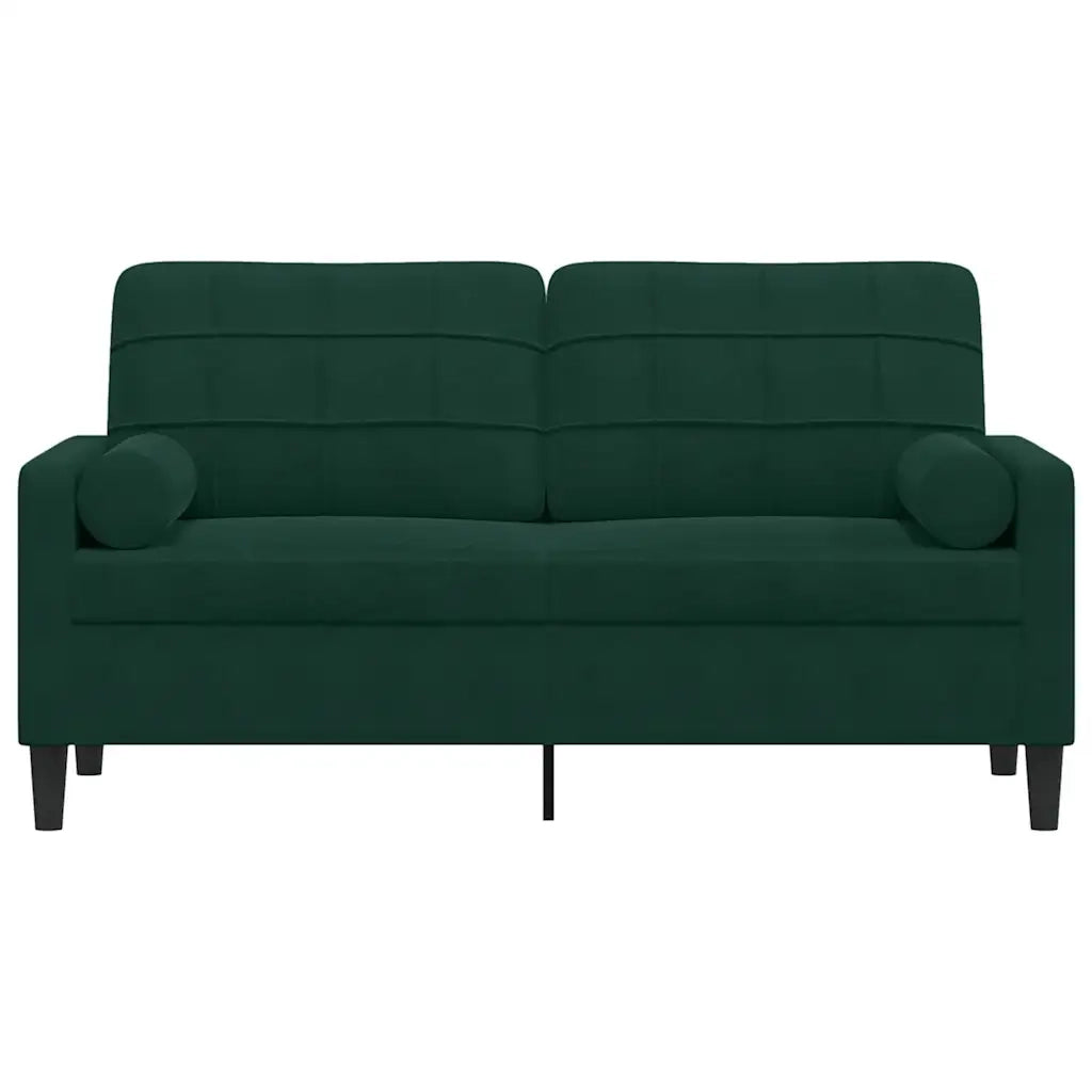Divano a 2 Posti con Cuscini Verde Scuro 140 cm in Velluto 3278221