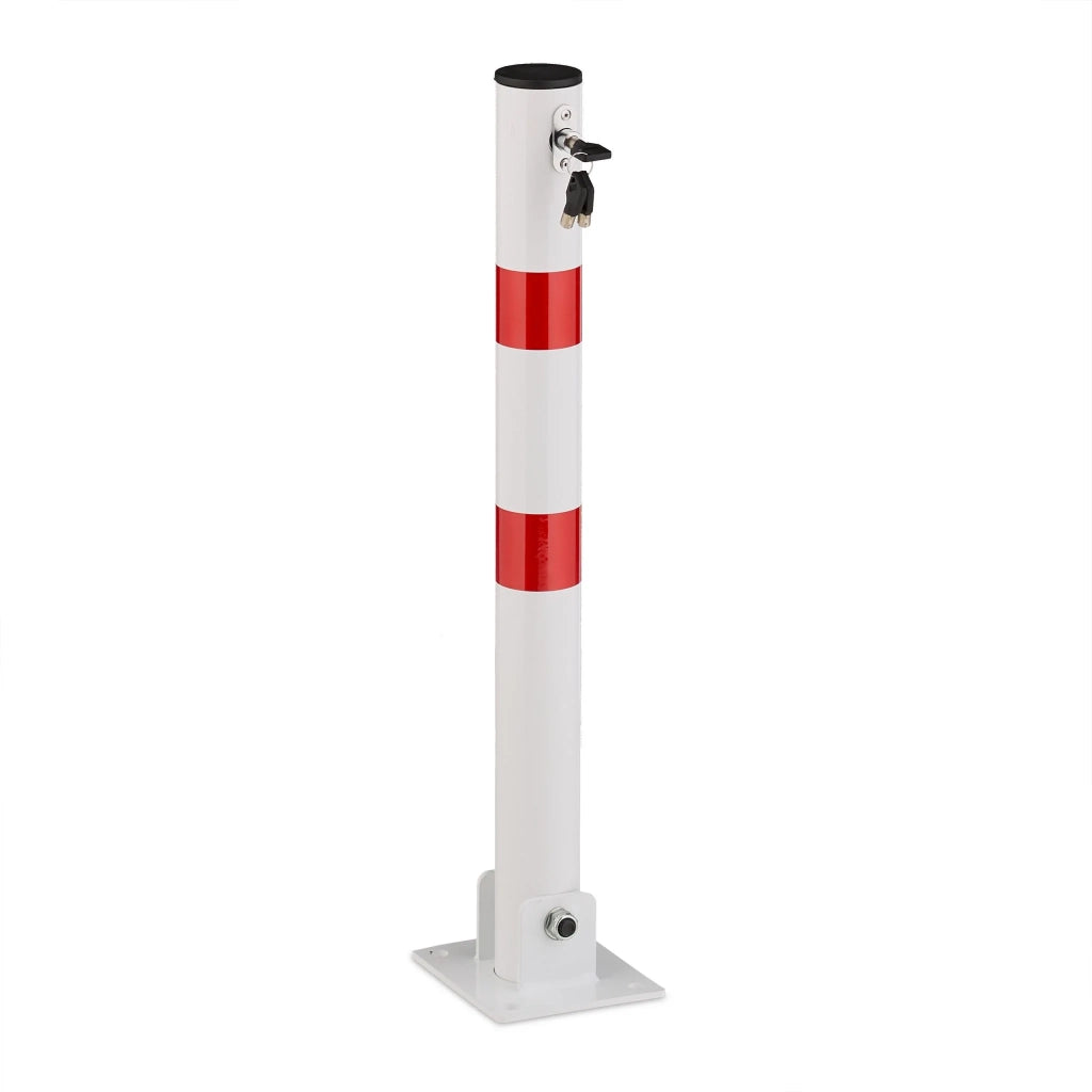 Paletto ribaltabile da parcheggio per sicurezza vialetto 100 x 10 x 10 cm finitura robusta in acciaio bianco 13_0015607