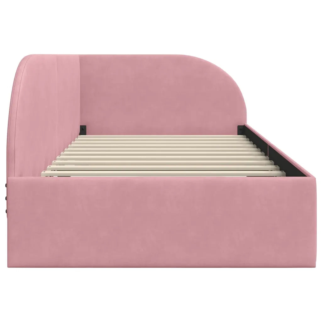 Cornice del letto ad angolo Rosa 90 cm x 190 cm Velluto