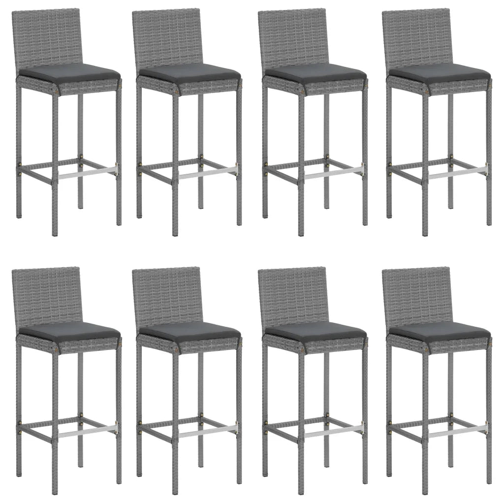 Set Bar da Giardino 9 pz con Cuscini in Polyrattan Grigio 3187630