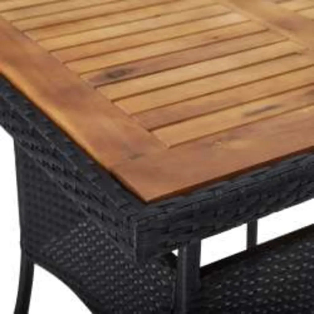 Set Mobili da Pranzo da Giardino 5 pz Nero Polyrattan e Acacia 3058322