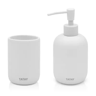 Dispenser sapone liquido d'appoggio grigio chiaro in ceramica soft touch
