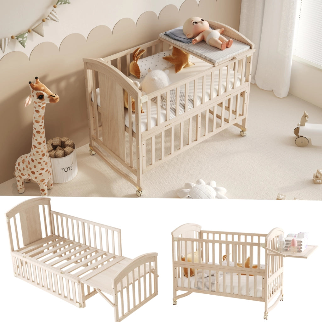 Letto per bambini multifunzione ¨C Minimal ¨C 120x60x95cm legno naturale, prolungabile senza materasso