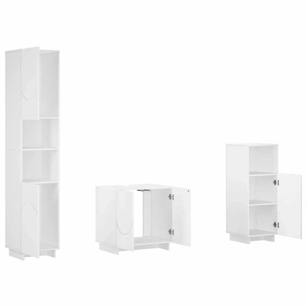 Set mobili da bagno 3 pz Bianco Legno ingegnerizzato 3433046