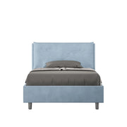 Letto 1 Piazza E Mezzo 110x210 cm con Rete Imbottito in Microfibra Appia Large Azzurro