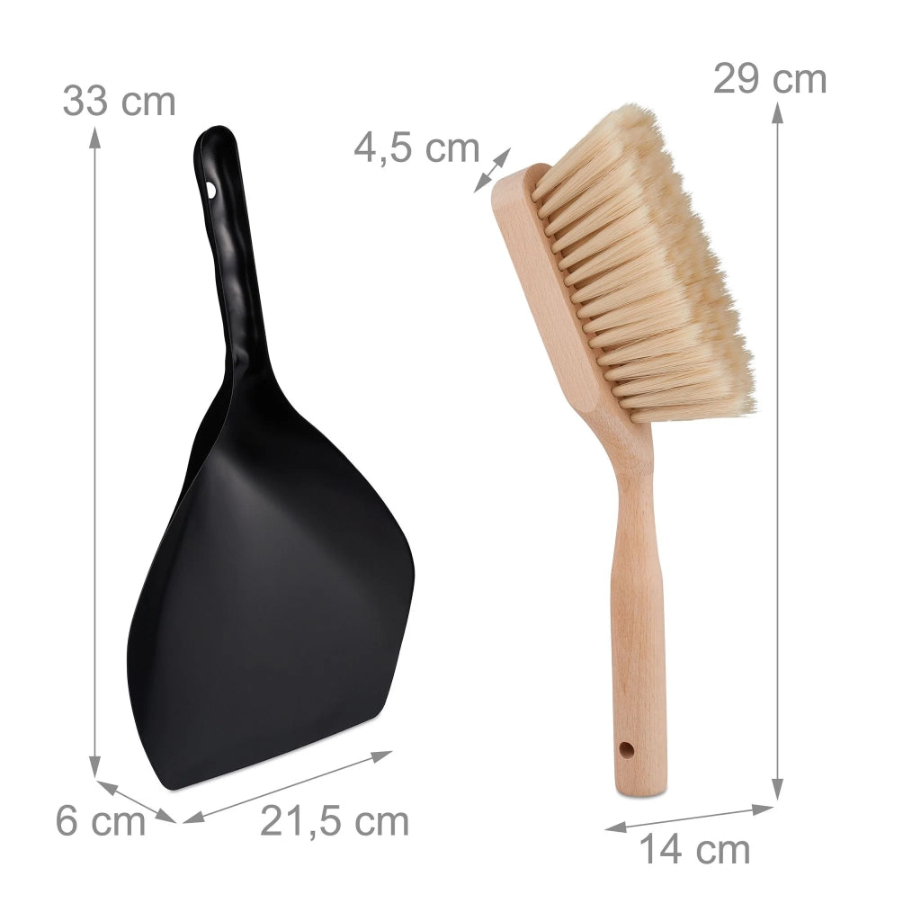 Set di 2 palette con scopetta pratici cucina bagno 25 x 10 x 5 cm in metallo nero 13_0014650