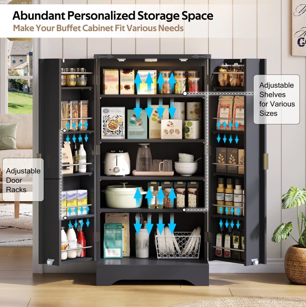 Credenza alta con luce LED sensore; 120x60;5x40 cm; MDF; nero