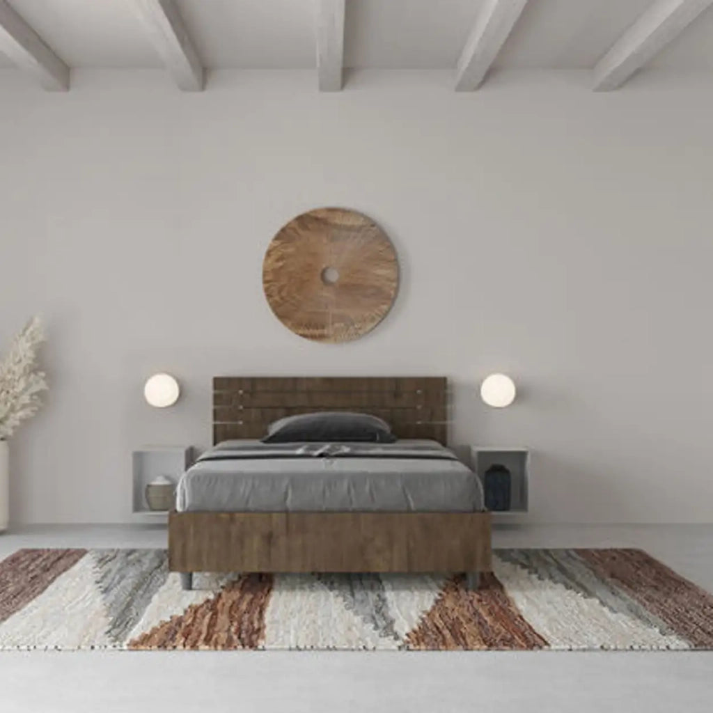 Letto una piazza e mezza con rete 120x200 testata dritta con doghe noce Ankel