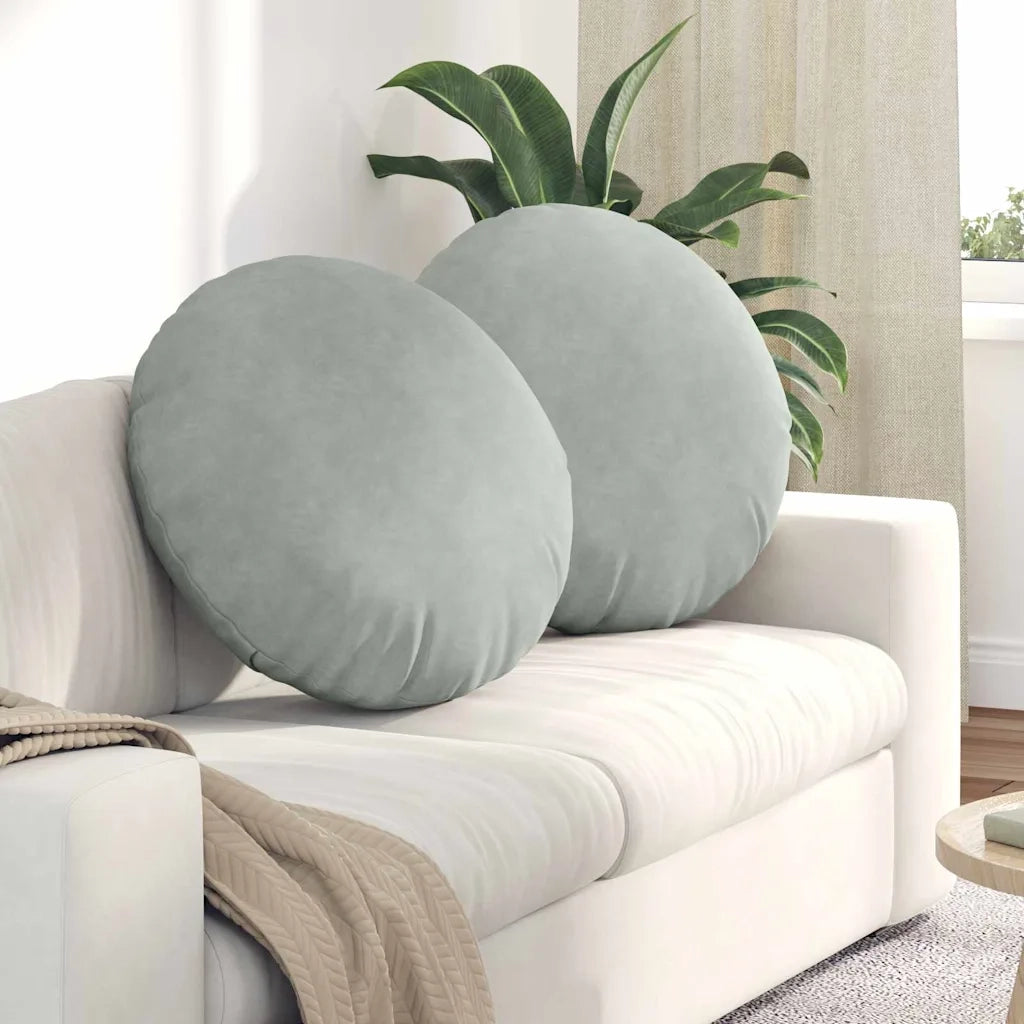 Cuscini per Seduta 2 pcs Grigio chiaro Ø 40 x 13 cm Velluto 42014248