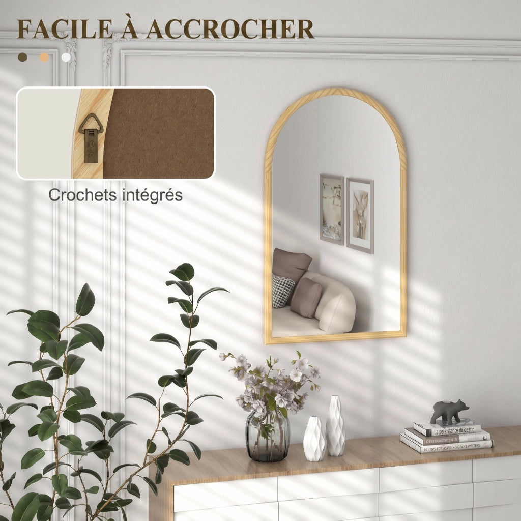 Specchio ad arco ¨C Minimal ¨C legno naturale 110x65 cm