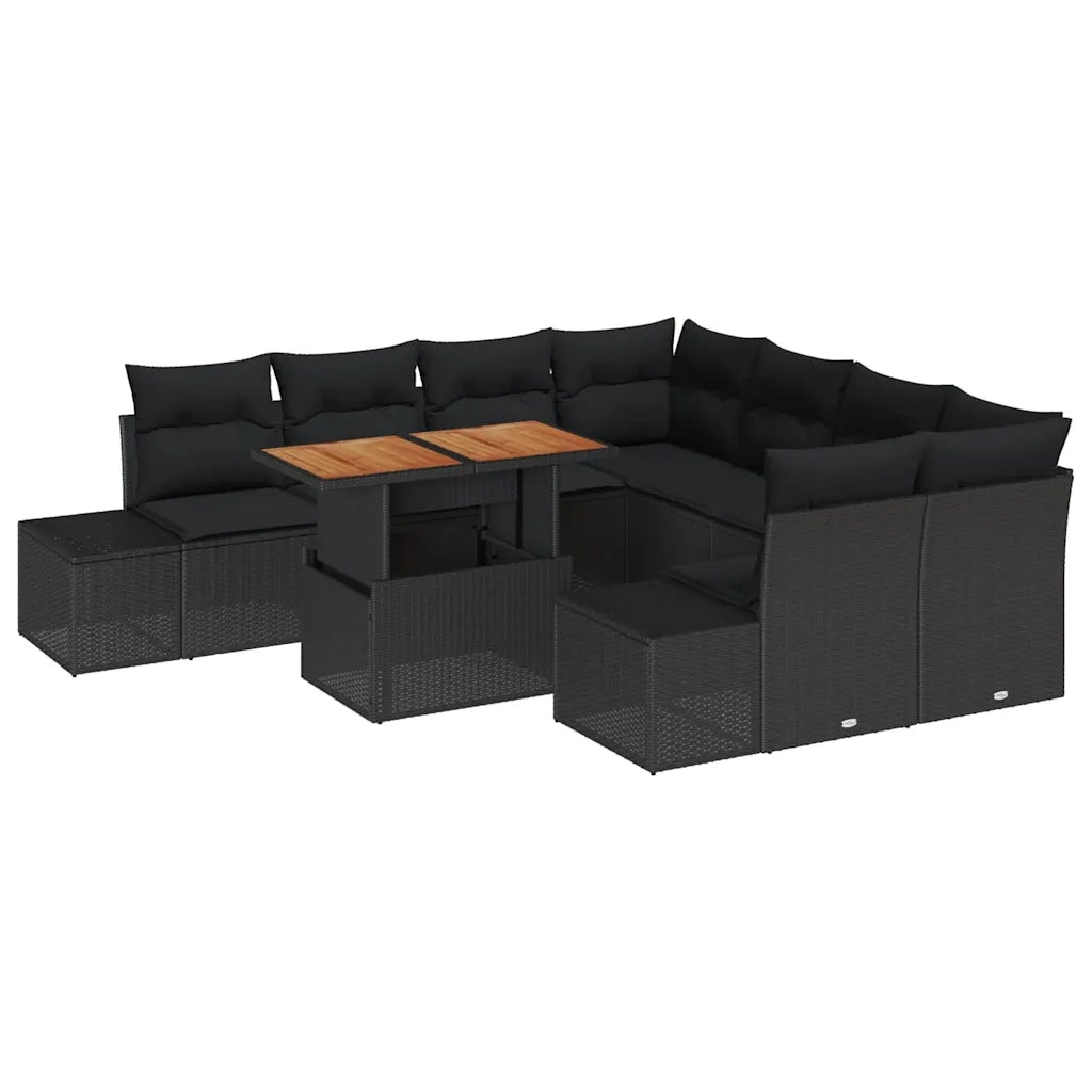 Set Divano da Giardino con archiviazione 9 pcs Nero Poly Rattan 3358683