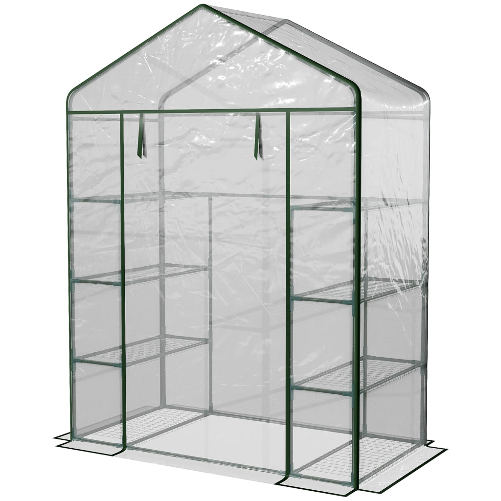 Serra da giardino 8 ripiani copertura PVC trasparente porta avvolgibile ¨C zephmum ¨C 143x73x195 cm