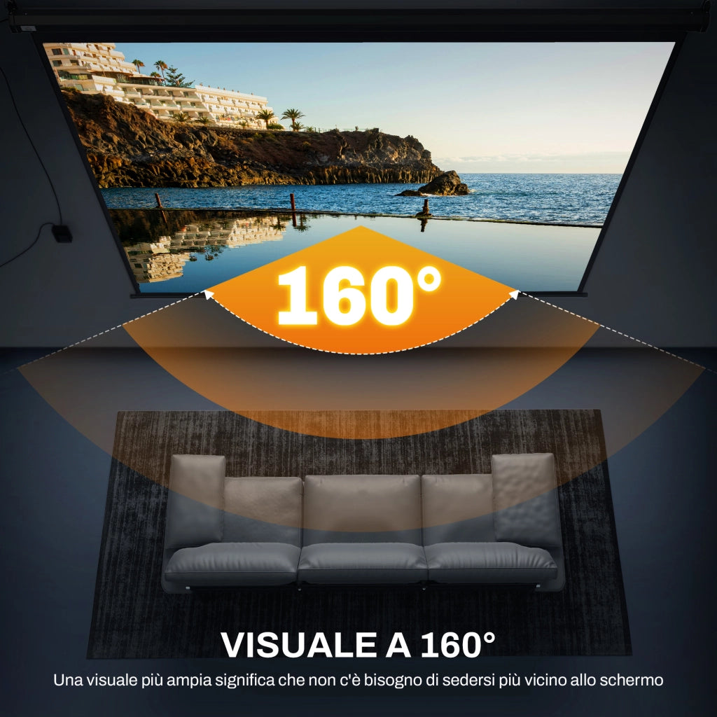 Schermo per Proiettore 120" Formato 4:3 Regolabile con Telecomando, 244x183cm, Nero