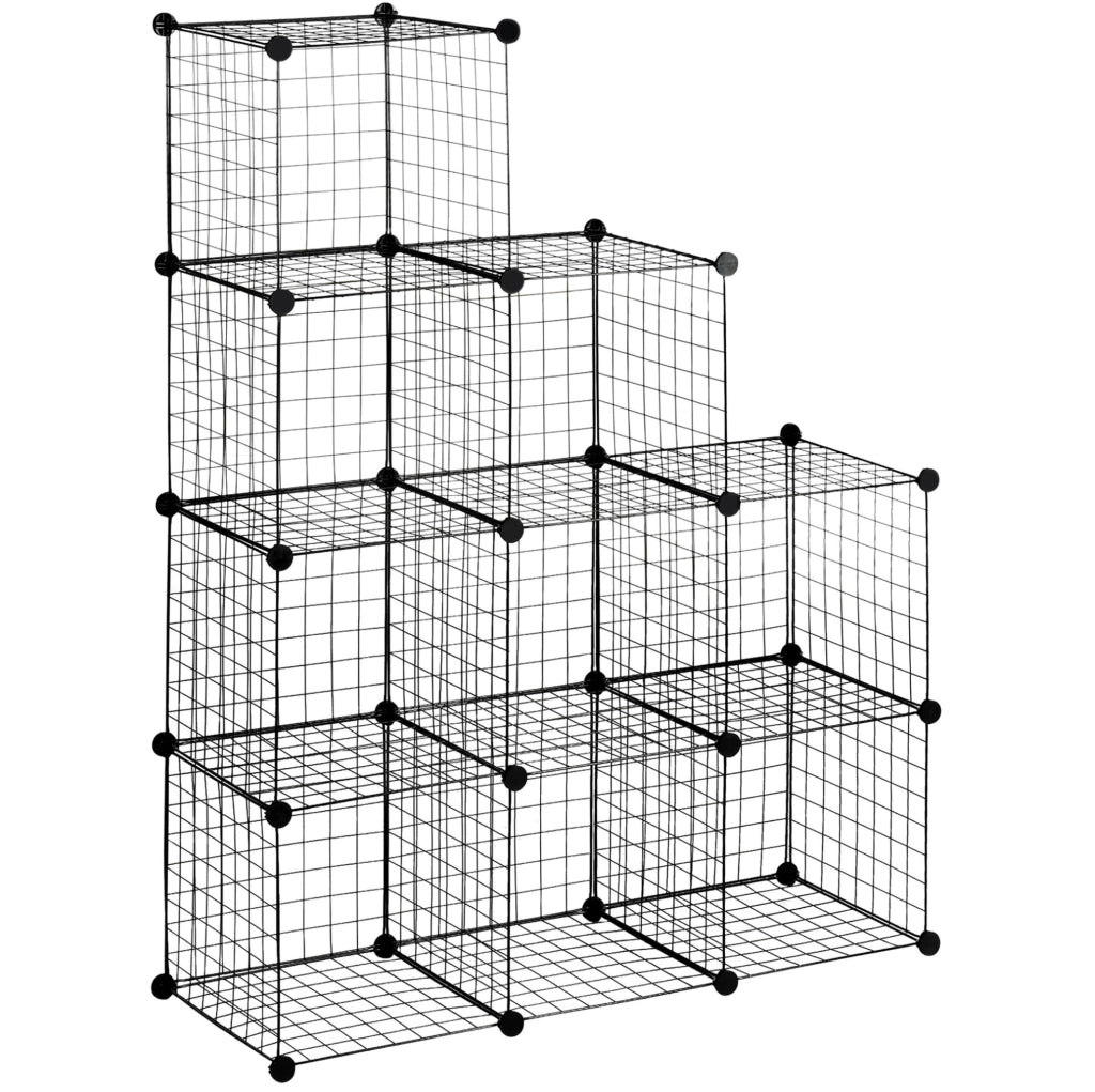 Scaffale modulare a cubi in metallo nero, 6 moduli, 35x35x35 cm, multiuso per casa e ufficio