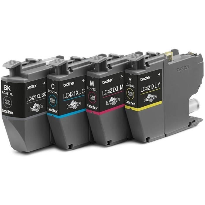 4 cartucce d'inchiostro LC421XLVAL - BROTHER - Nero, Ciano, Magenta e Giallo 500 pagine - Per DCP-J1050DW, MFC-J1010DW e DCP-J1140DW