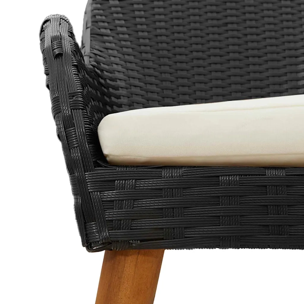 Set da Pranzo per Giardino con cuscino 3 pcs Nero polyrattan 3261670