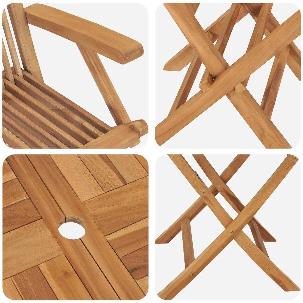 Set Bistro da Giardino Pieghevole 3 Pezzi Naturale 3434097