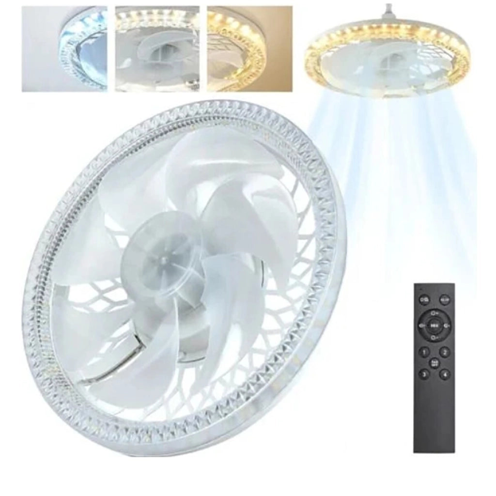 LAMPADA VENTILATORE PLAFONIERA LED SOFFITTO E27 DIMMERABILE CON TELECOMANDO 48W