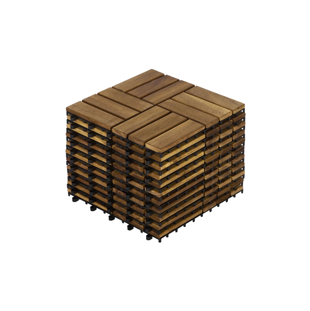 Piastrelle da terrazza a incastro 30x30 cm in acacia gialla, set da 22