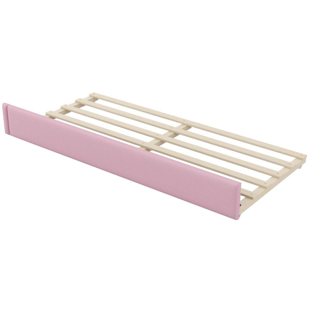 Letto singolo imbottito 90x200 cm con LED, USB e scrittoio