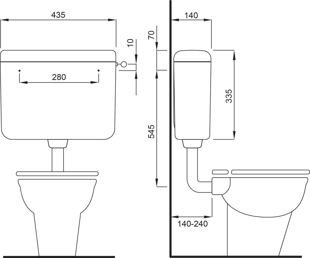 Cassetta WC Esterna in ABS Iris Duo 435 MMX140X355H. Fluidmaster