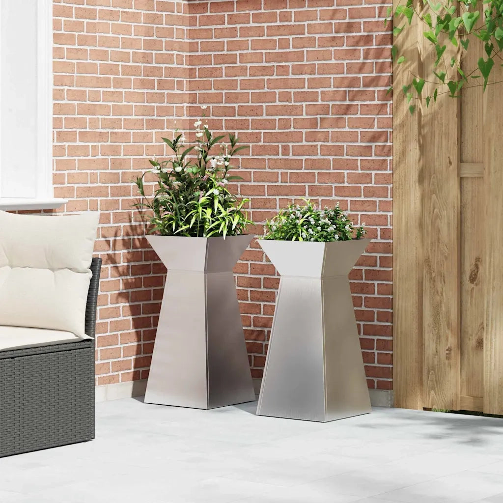 Vaso a Pilastro 2 pcs Argento 35 x 35 x 73 cm