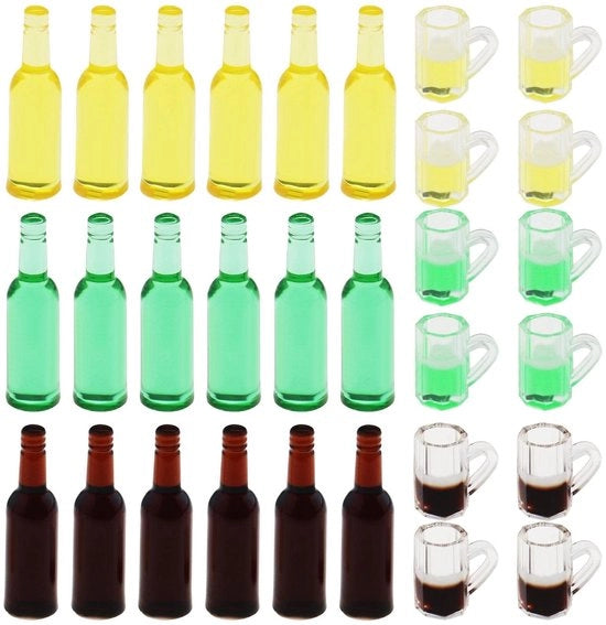 Corona d'oro - Miniature Bottiglie di Birra - Accessori Decorativi - Resina - Casa dei Bambini - Bar Ristorante Cucina - 30 Pezzi - Adatto per Adulti