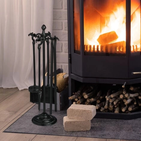 Scopino per camino modello Vesuvio in acciaio verniciato con setole in PVC lunghezza 54 cm