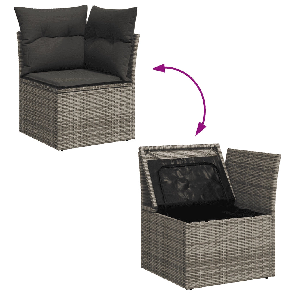 Set Divano da Giardino 5 pz con Cuscini Grigio in Polyrattan 3249189