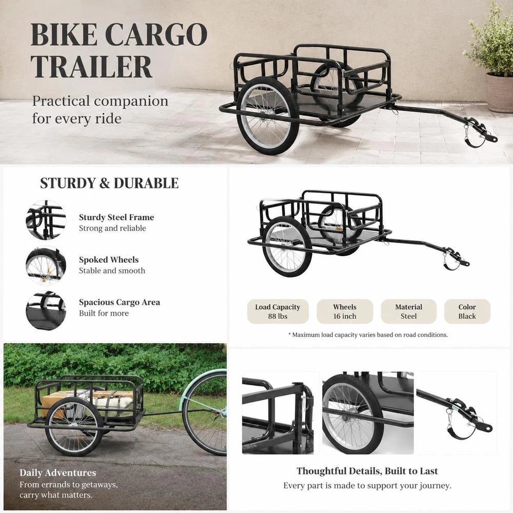 Bicycle Trailer 130x73x48.5 Cm Steel Black