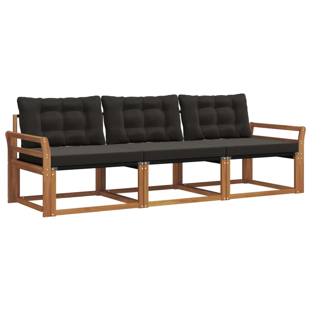 Set di divani da esterno 3 pz Naturale e Nero 3369147