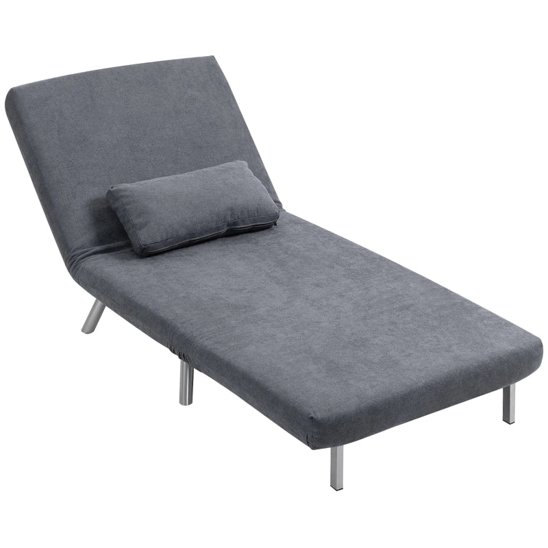 POLTRONA LETTO 190 cm Grigio Scuro in Metallo con cuscino