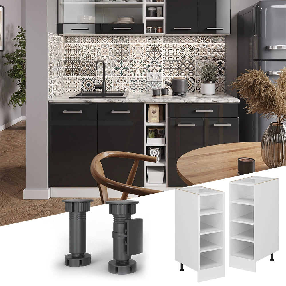 Scaffale da cucina R-Line Bianco/Bianco 30 cm, PL Marmo Vicco