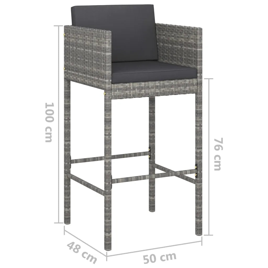Set da Bar da Giardino 5 pz con Cuscini in Polyrattan Grigio 3094794