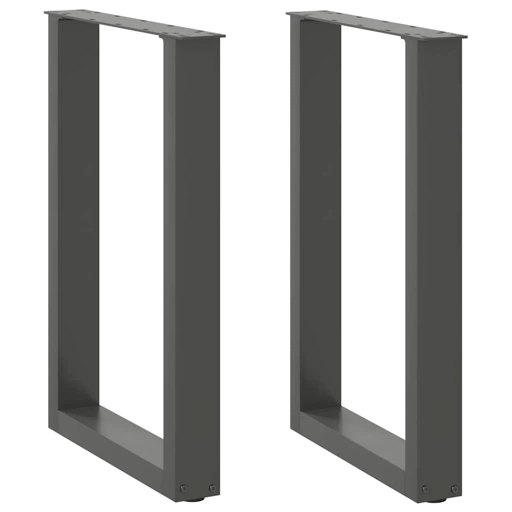 Set di 2 gambe regolabili per tavolo da pranzo a forma di U 50 x 72 cm design moderno ambiente elegante acciaio antracite 02_0057418