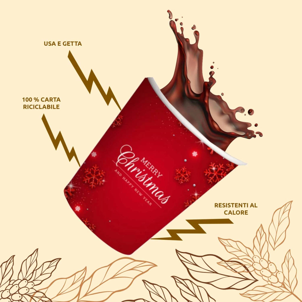 Akitaink 1000 Bicchierini Caffe Carta 75ml Natale