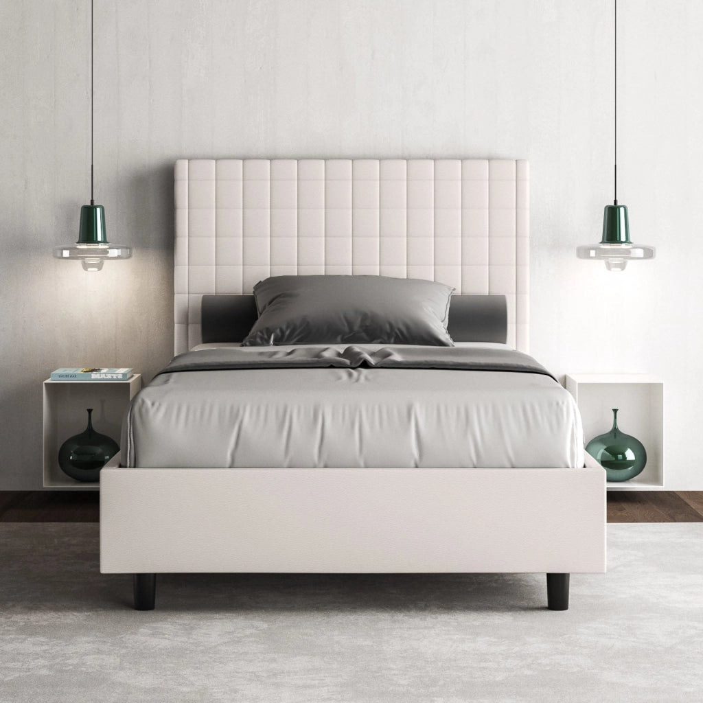 Letto 1 Piazza e Mezzo 130x190 cm con Rete e Contenitore Sunny Bianco