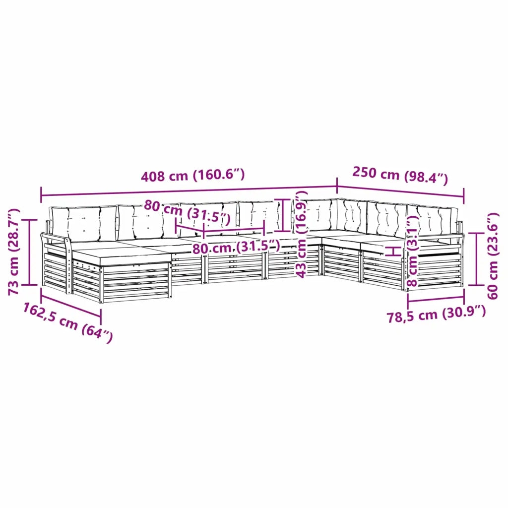 Set di divani da esterno 8 pz Bianco e Crema 3390965