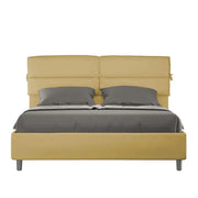 Letto matrimoniale contenitore imbottito 160x190 microfibra ocra Nandy
