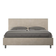 Letto matrimoniale con rete imbottito 160x190 microfibra sabbia Adele