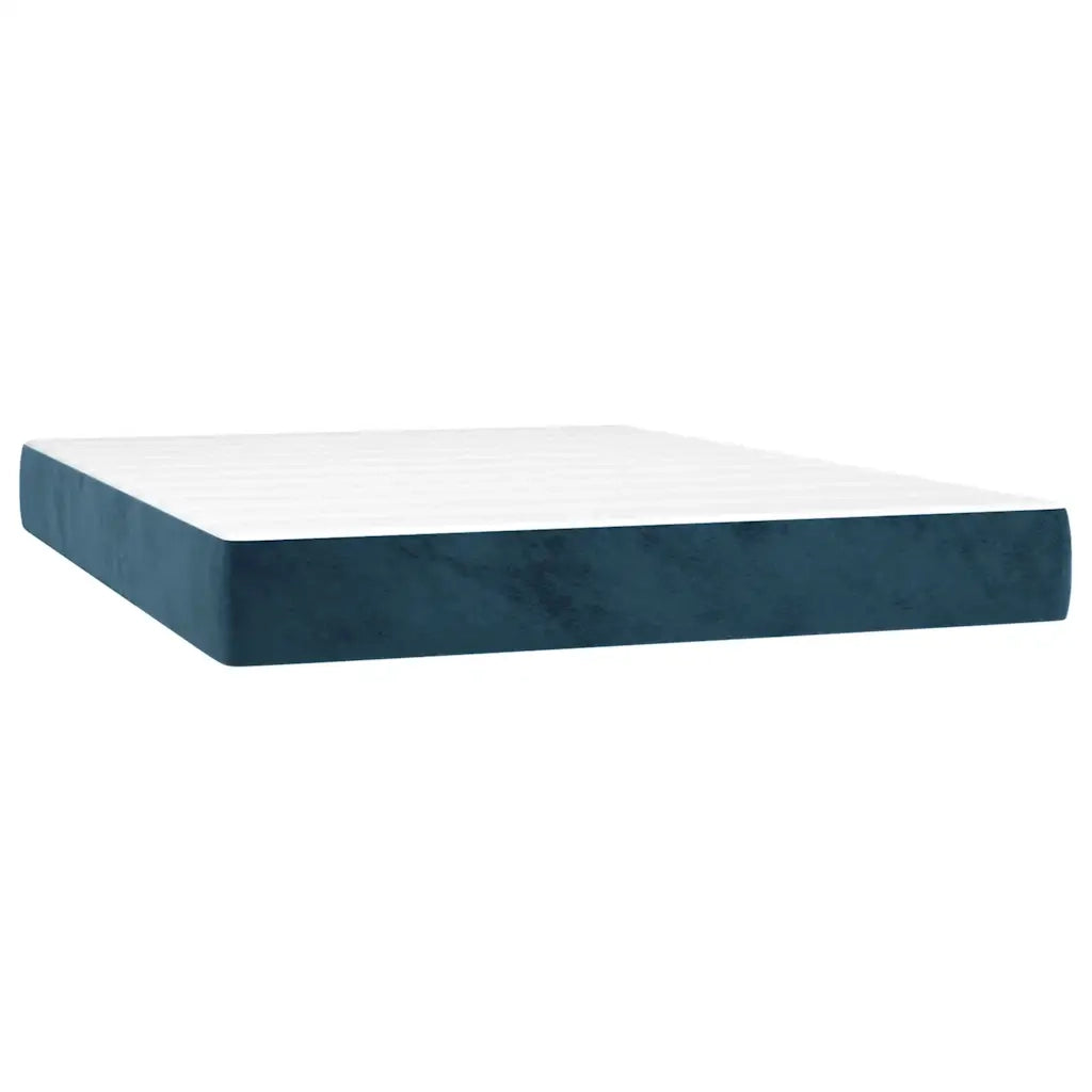 Letto a Molle con Materasso e LED Blu Scuro 140x200 cm 3136369