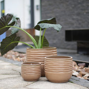 VASI Set da 3 pezzi Ø 36/26/20 cm Ceramica Marrone chiaro