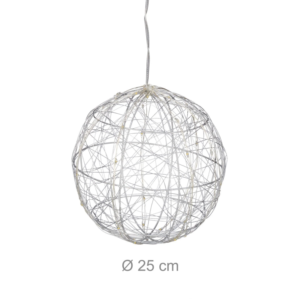 Sfera luminosa decorativa moderna da appoggio 25 cm con illuminazione calda in stile contemporaneo in plastica bianca 13_0013924