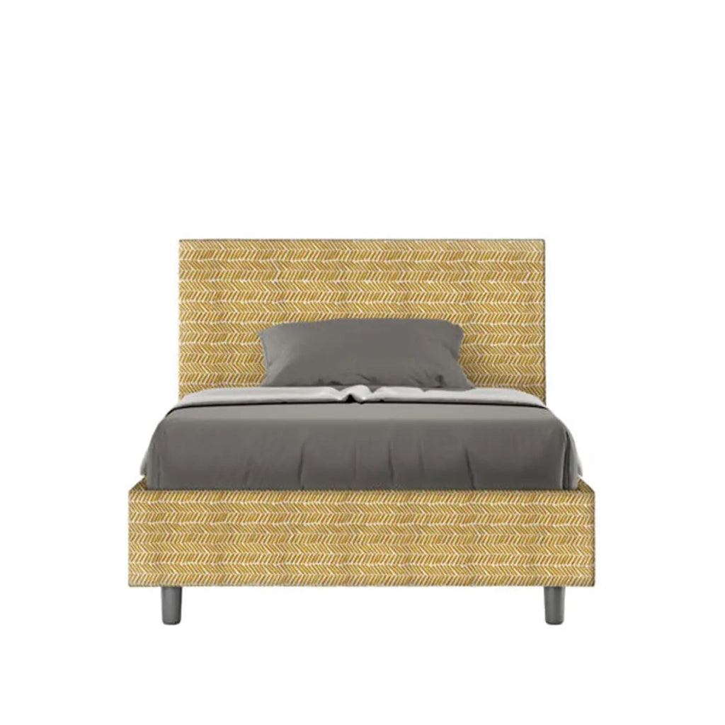 Letto una piazza e mezza contenitore imbottito 120x200 tessuto Aragona 3 giallo Adele