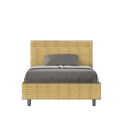 Letto una piazza e mezza contenitore imbottito 120x200 tessuto Aragona 3 giallo Adele