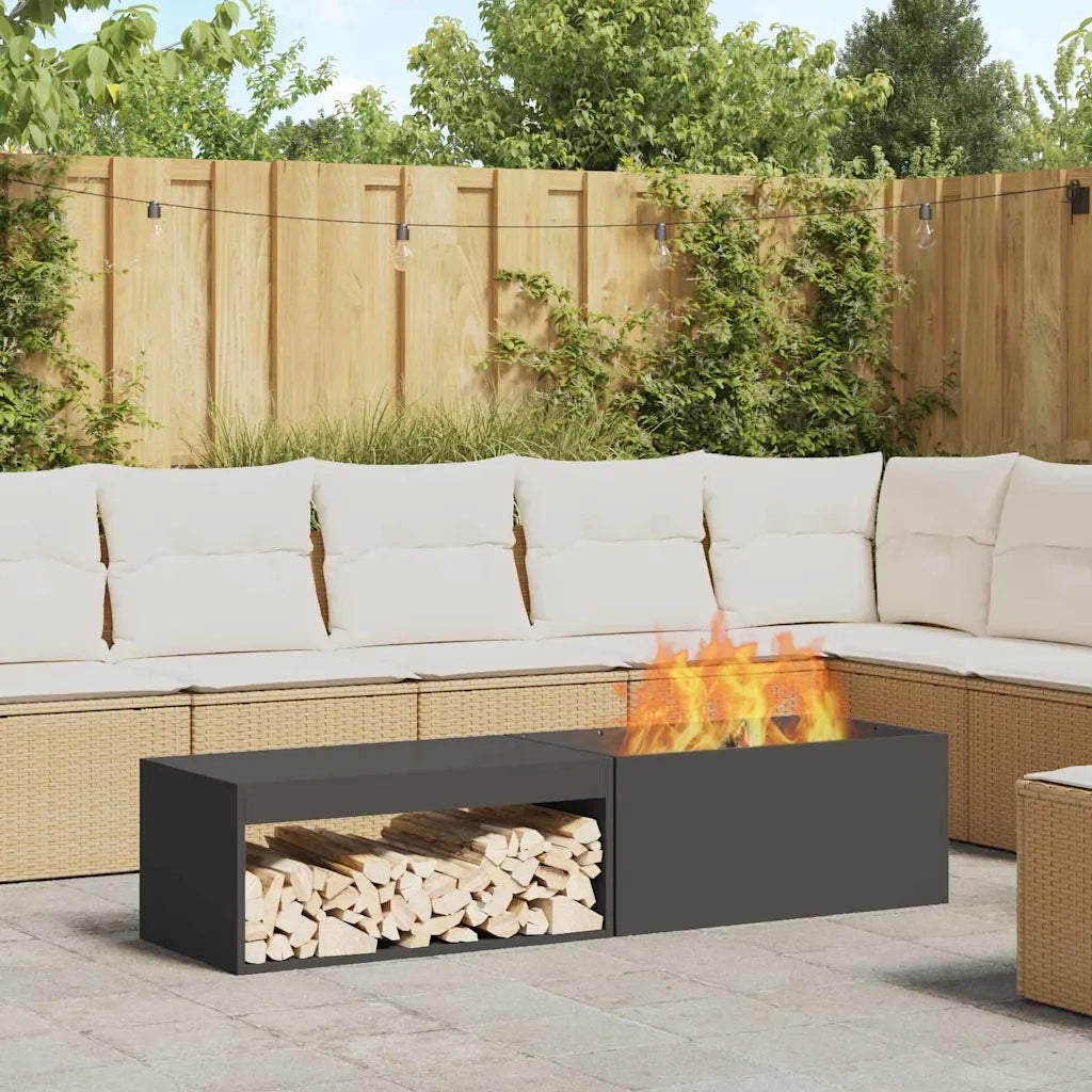 Focolare Nero 160 x 45 x 35 cm Acciaio