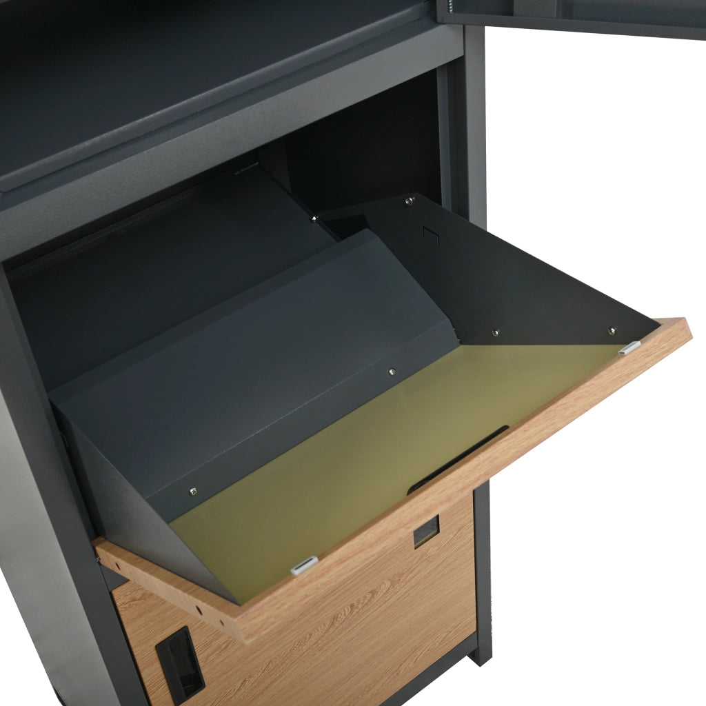 Cassetta postale da esterno con cassetto per pacchi ¨C Minimal ¨C con serratura a combinazione, materiale resistente alle intemperie